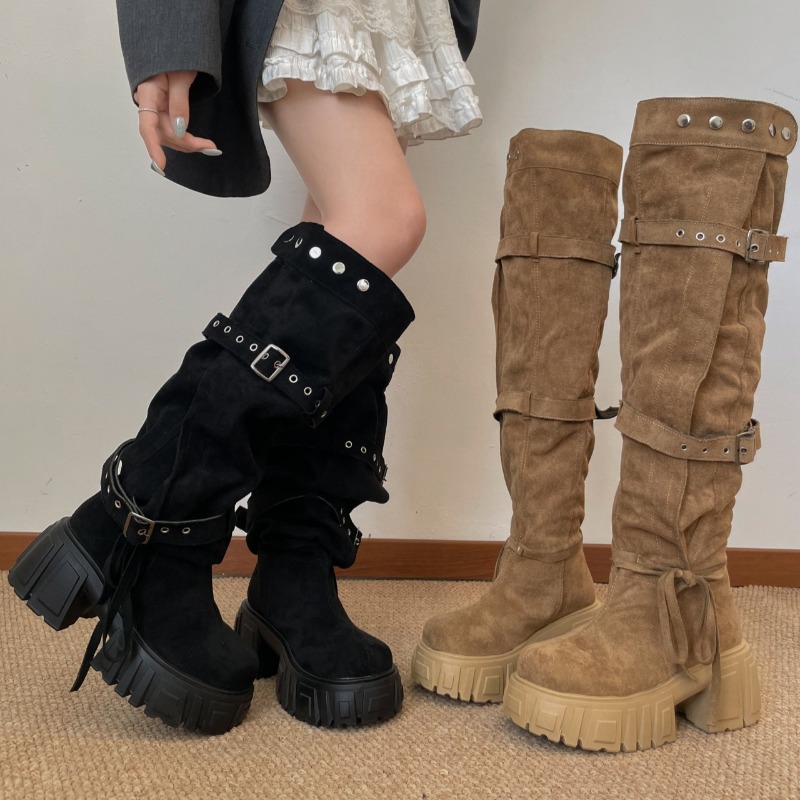 Women'S Fashion Knee High Boots - 2026 Fashion Punk Style Buckle Strap