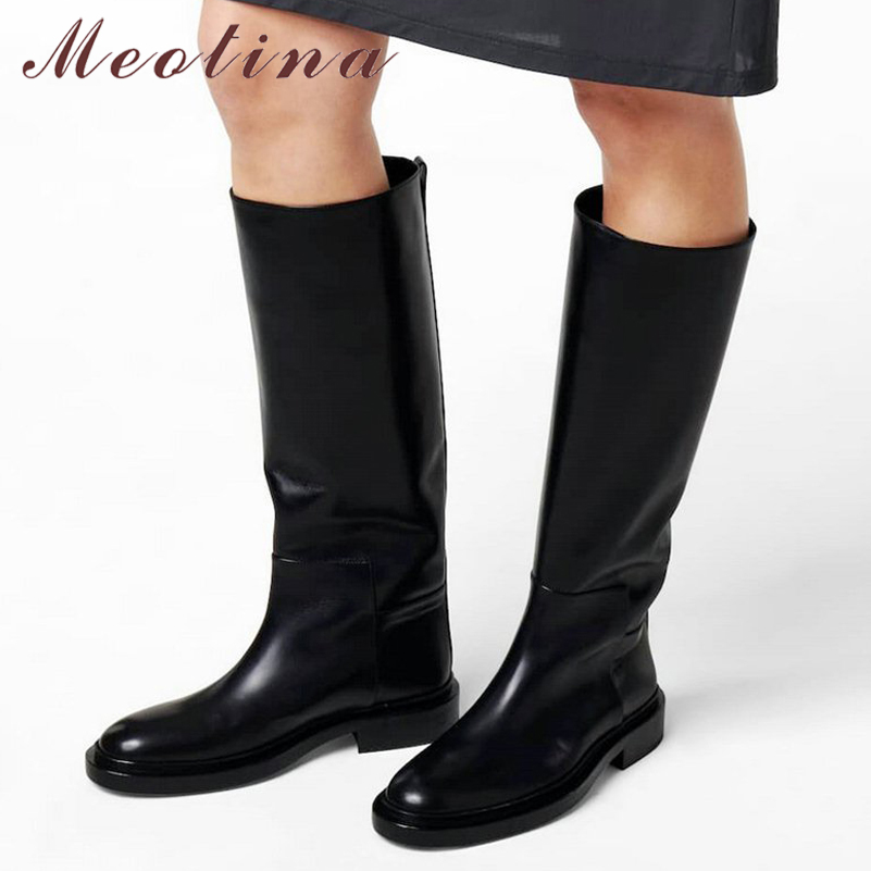 Women'S Fashion Knee High Boots - Meotina Nữ Da Thật Chính Hãng