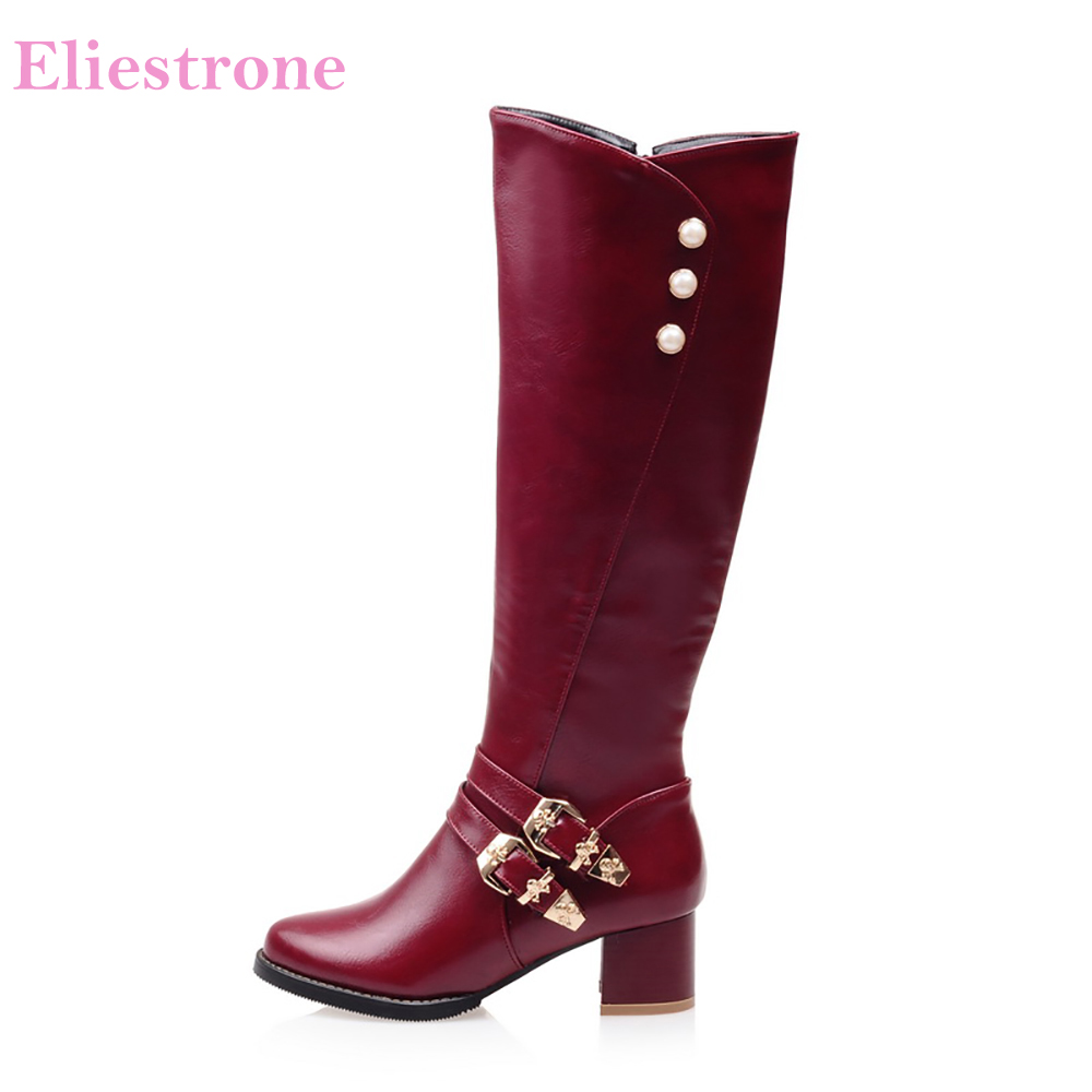 Women'S Fashion Knee High Boots - Thương Hiệu Thời Trang Màu Đỏ