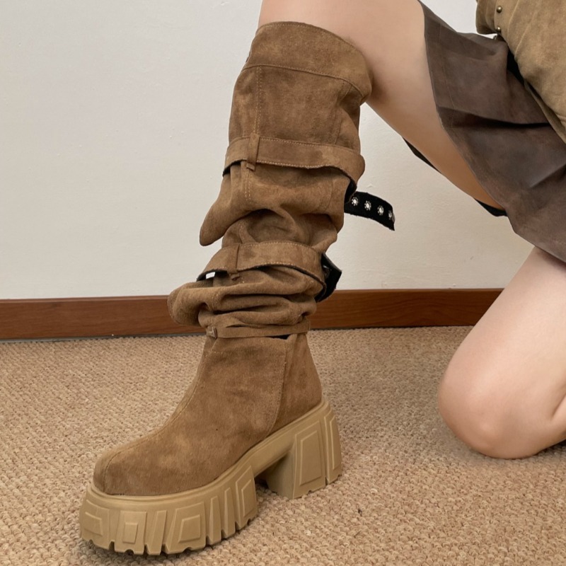 2026 Fashion Punk Style Buckle - đánh giá và giá Women'S Fashion Knee High Boots