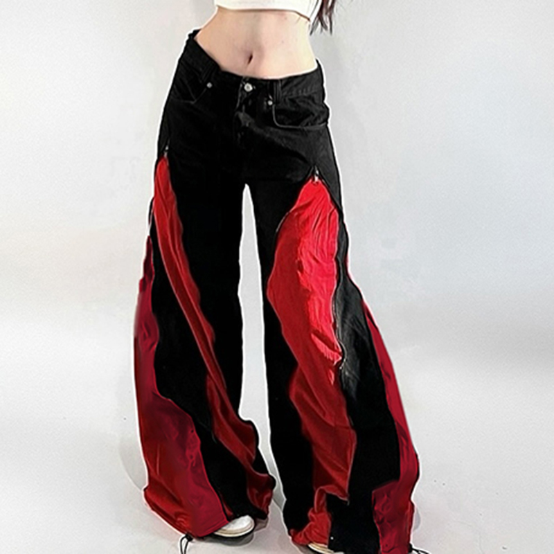 Dark Zipper Patchwork Contrast - đánh giá và giá Mom Jeans Women