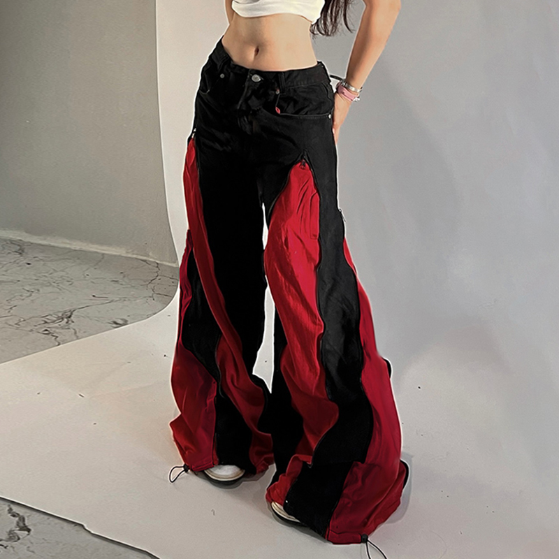 Dark Zipper Patchwork Contrast - đánh giá và giá Mom Jeans Women