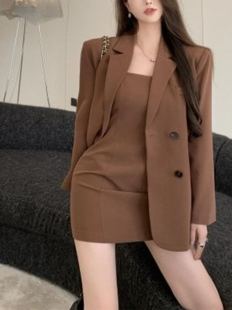 Autumn Winter Brown Elegant 2  - đánh giá và giá Ruched Dress Mini