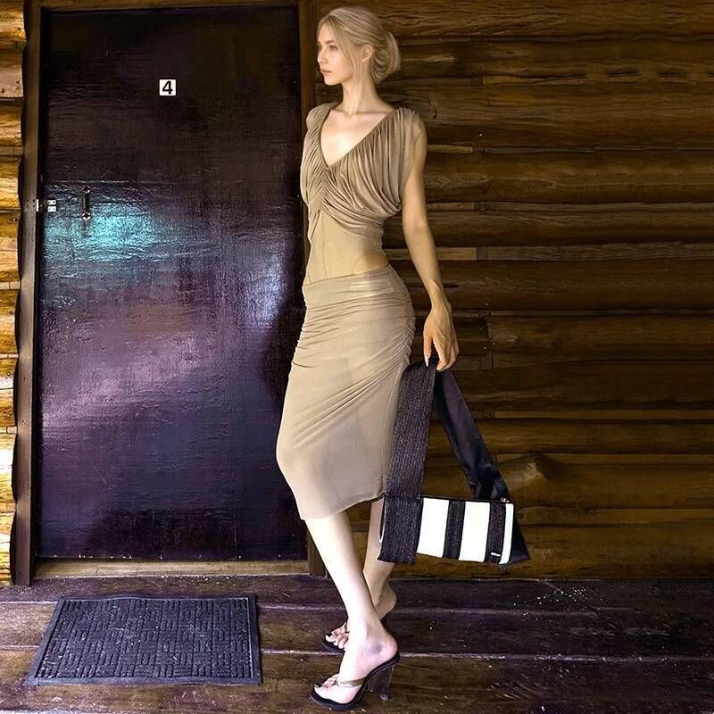 French Chiffon Dress Women's S - đánh giá và giá Ruched Dress Mini